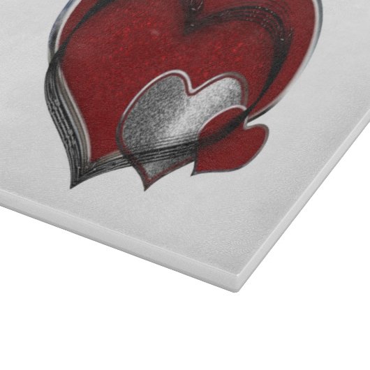 Heart Magic White Glass Cutting Board 27,9x20,3cm Schneidebrett (Ecke)