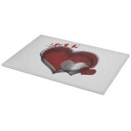 Heart Magic White Glass Cutting Board 27,9x20,3cm Schneidebrett