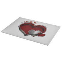 Heart Magic White Glass Cutting Board 38,1x27,9cm