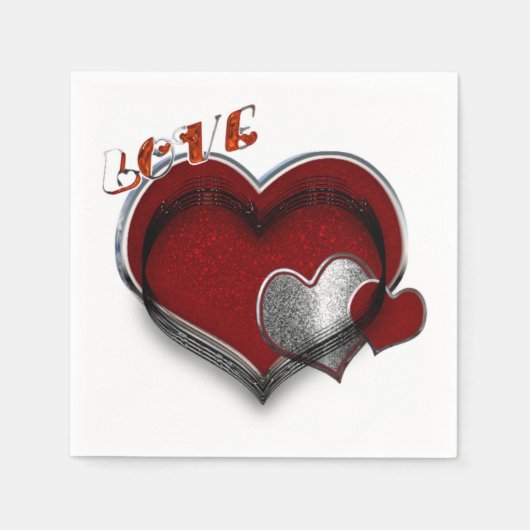 Heart Magic White Paper Napkin Standard Cocktail Serviette (Vorderseite)