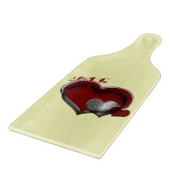 Heart Magic Yellow Glass Cutting Board Paddel Schneidebrett