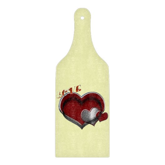 Heart Magic Yellow Glass Cutting Board Paddel Schneidebrett (Vorderseite)
