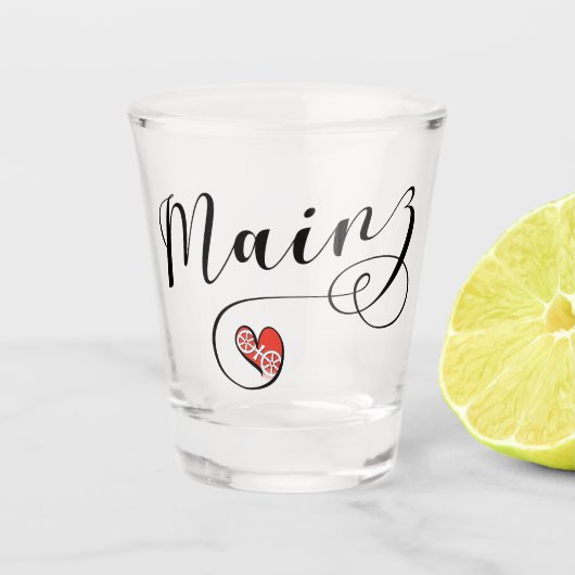 Heart Mainz Flag, I Liebe Mainz, Meenz Schnapsglas (Vorderseite)