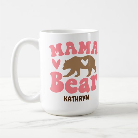 Heart Mama Bear Retro Niedlich Funny Mama Gift Kaffeetasse (Links)