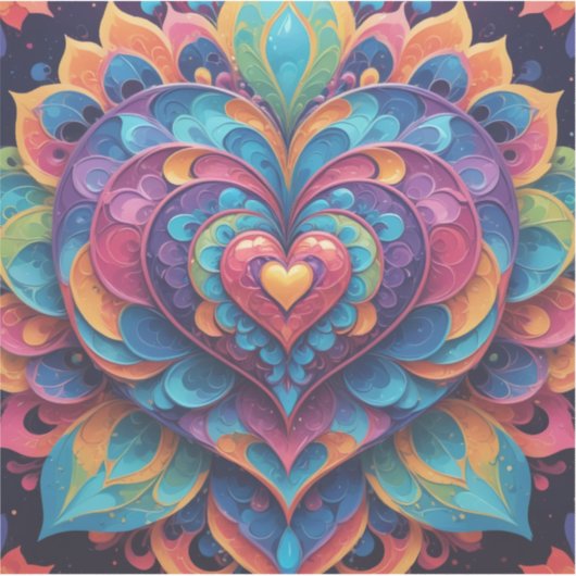 Heart Mandala Aufkleber (Vorderseite)