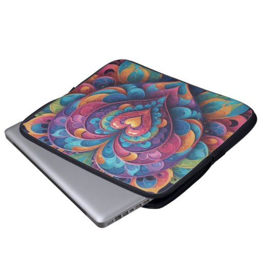 Heart Mandala Laptopschutzhülle (Vorne Knopf)