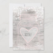 Heart Mason Jar & Lights Birch Brautparty Einladung (Vorderseite)