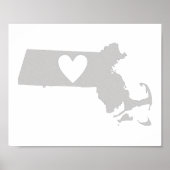 Heart Massachusetts Staat Silhouette Poster (Vorne)