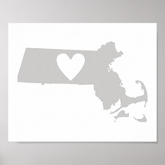 Heart Massachusetts Staat Silhouette Poster (Vorne)