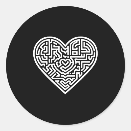 Heart Maze Valentine's Runder Aufkleber (Vorderseite)