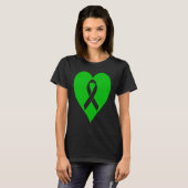 Heart Mental Health Awareness Green Ribbon Support T-Shirt (Vorne ganz)