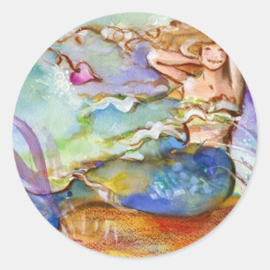 Heart Mermaid Runder Aufkleber