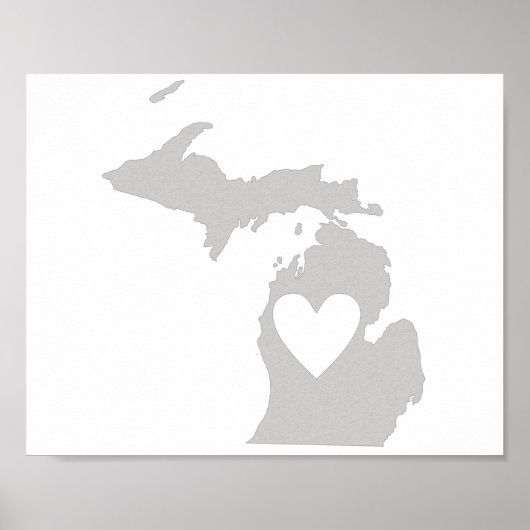 Heart Michigan Staat Silhouette Poster (Vorne)