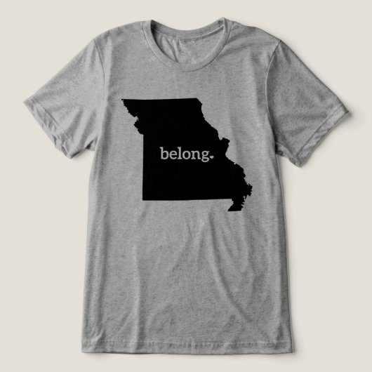 Heart Missouri Belong Staat Karte Tri-Blend Shirt (Design Vorderseite)