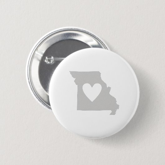 Heart Missouri Shaped Missourian Liebe Adore Gray Button (Vorne & Hinten)