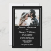 Heart Modern Minimalistisch Black Foto Wedding Einladung (Vorderseite)