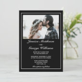 Heart Modern Minimalistisch Black Foto Wedding Einladung (Stehend Vorderseite)