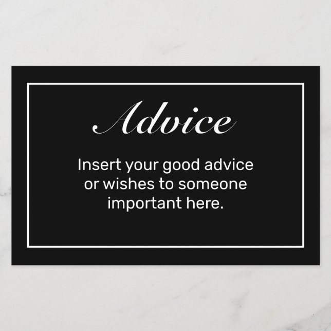 Heart Modern Minimalistisch Black Wedding Advice C (Vorderseite)