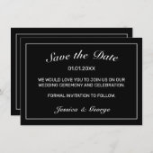 Heart Modern Minimalistisch Black Wedding Save The Date (Vorne/Hinten)
