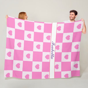 Heart Modern Pink Liebe Collection Fleecedecke