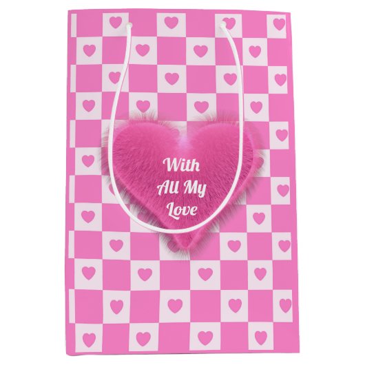 Heart Modern Pink Liebe Collection Mittlere Geschenktüte (Vorderseite)