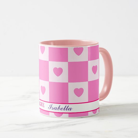 Heart Modern Pink Liebe Collection Tasse (VorderseiteRechts)
