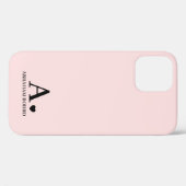 Heart Monogram Blush Pink Girly Cute Feminine Case-Mate iPhone Hülle (Rückseite (Horizontal))