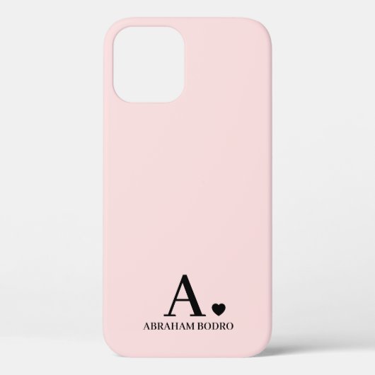 Heart Monogram Blush Pink Girly Cute Feminine Case-Mate iPhone Hülle (Rückseite)