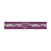 Heart Monogram & Glitter on Plum Einladungsbanderole (Flach)