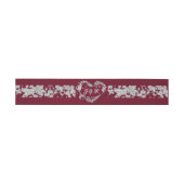 Heart Monogram & Glitzer on Burgundy Einladungsbanderole (Flach)