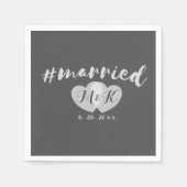 Heart Monogram Hashtag Verheiratet Wedding Napkins Serviette (Vorderseite)