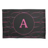 Heart Monogram Magenta Black Kissenbezug (Vorderseite)