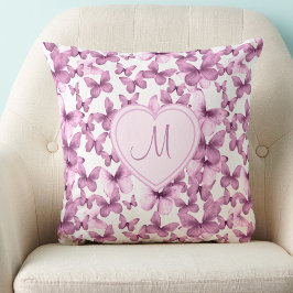 Heart Monogram Pink Butterfly Kissen