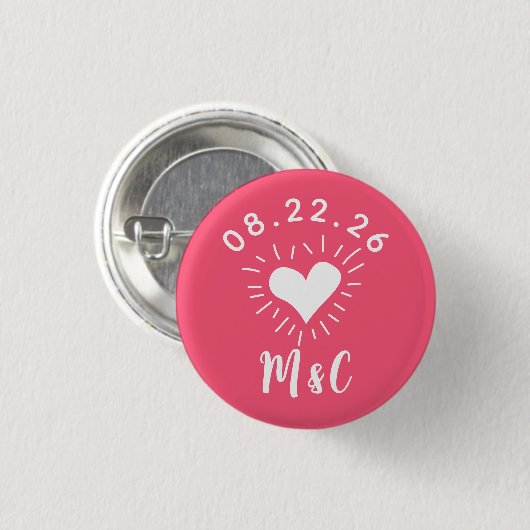 Heart Monogram Wedding Button (Vorne & Hinten)