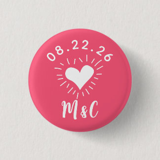 Heart Monogram Wedding Button