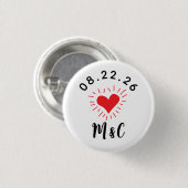Heart Monogram Wedding Button (Vorne & Hinten)