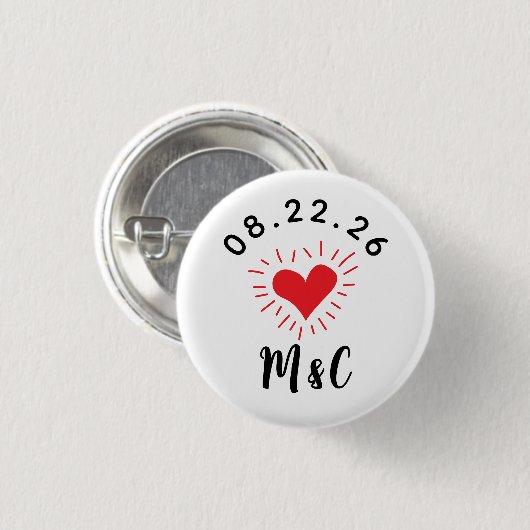 Heart Monogram Wedding Button (Vorne & Hinten)
