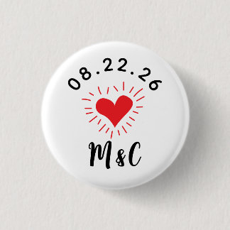 Heart Monogram Wedding Button