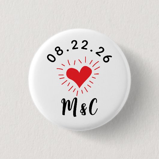 Heart Monogram Wedding Button (Vorderseite)