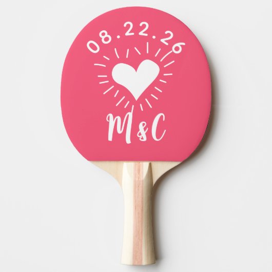 Heart Monogram Wedding Tischtennis Schläger (Vorderseite)