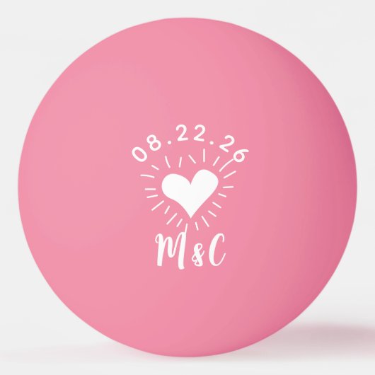 Heart Monogram Wedding Tischtennisball (Vorderseite)