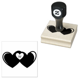 Heart Monogram Wood Art Briefmarke Gummistempel