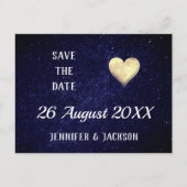 Heart Moon Night Sky Save the Date Einladungspostkarte (Vorderseite)