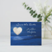 Heart Moon Winter Beach Save the Date Hochzeit Ankündigungspostkarte (Stehend Vorderseite)