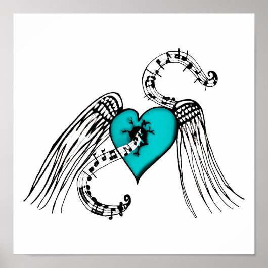 Heart Music Blue Poster (Vorne)