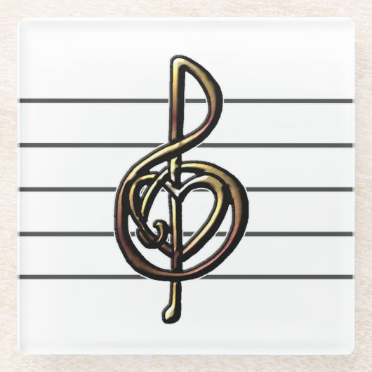 Heart Music Treble Clef mit Personal Glasuntersetzer (Vorderseite)