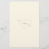 Heart n Arrow Custom Ecru Simple Wedding Menu (Rückseite)