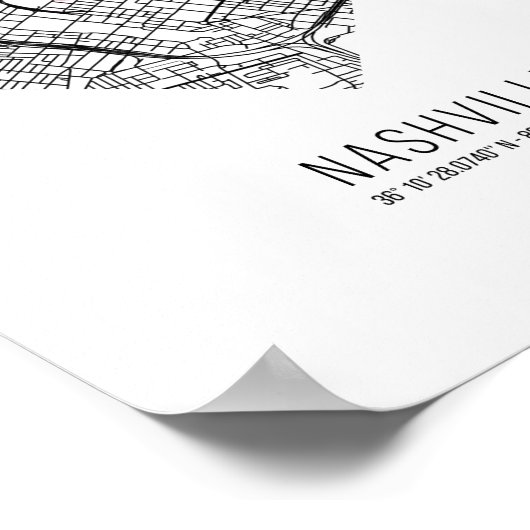 Heart Nashville City Map (Vereinigte Staaten) Poster (Ecke)