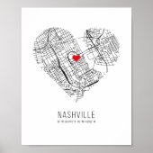 Heart Nashville City Map (Vereinigte Staaten) Poster (Vorne)