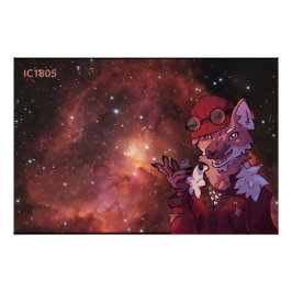 Heart Nebula IC 1805 Anime wolf Poster